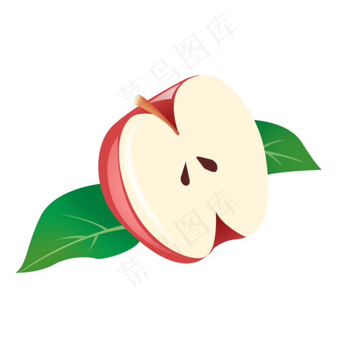 半个写实手绘水晶水果苹果psd