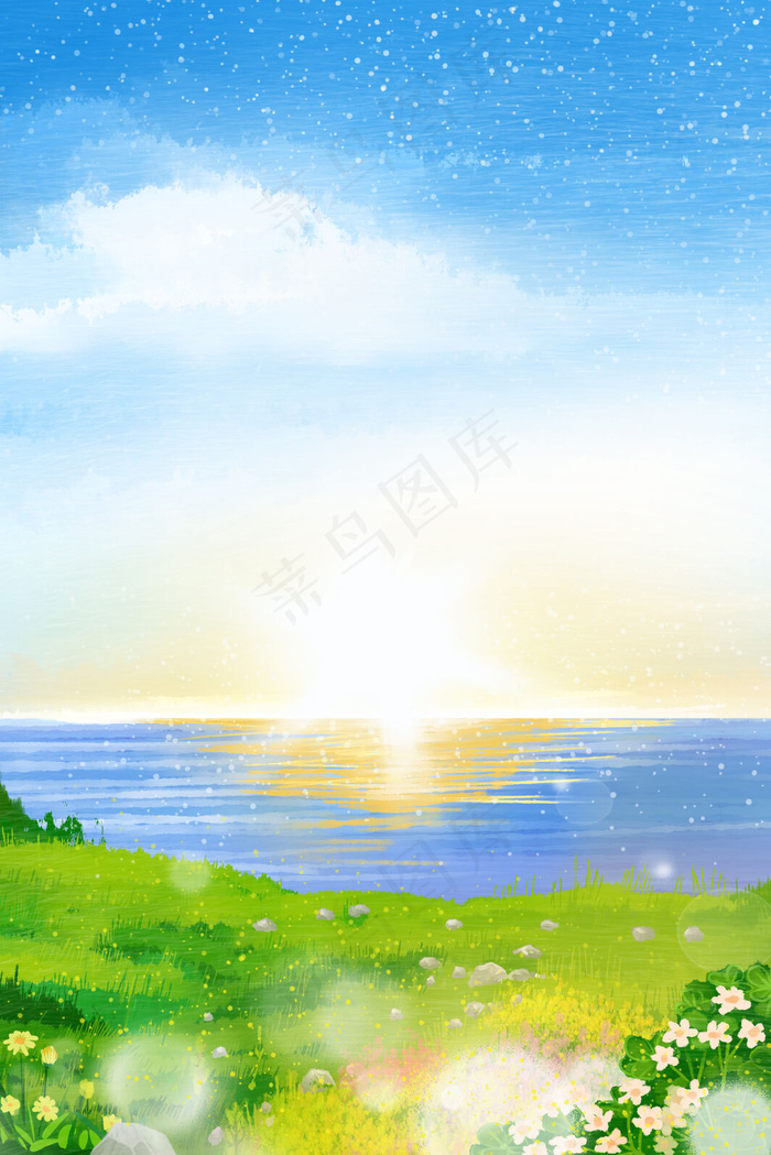 夏日海边美丽的风景(3545*5315px 300 dpi )psd模版下载
