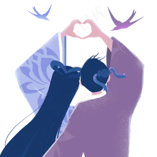 七夕浅紫色牛郎织女,免抠元素