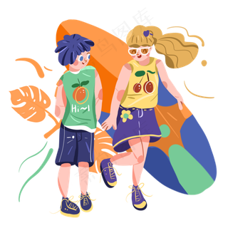 儿童节海边度假小朋友