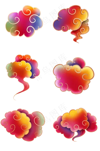 中国风彩色祥云