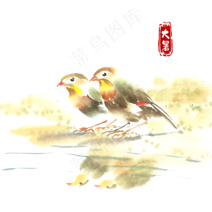大暑河边双鸟(4724X4724(DPI:300))psd模版下载