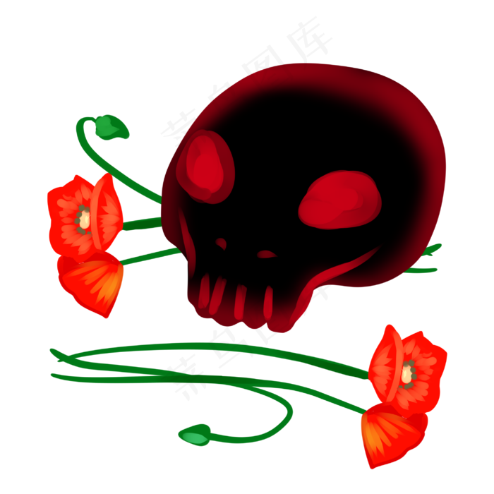 罂粟花骷髅禁毒日,免抠元素(3000*3000px 300 dpi )psd模版下载