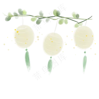 三只古风纸灯笼,免抠元素