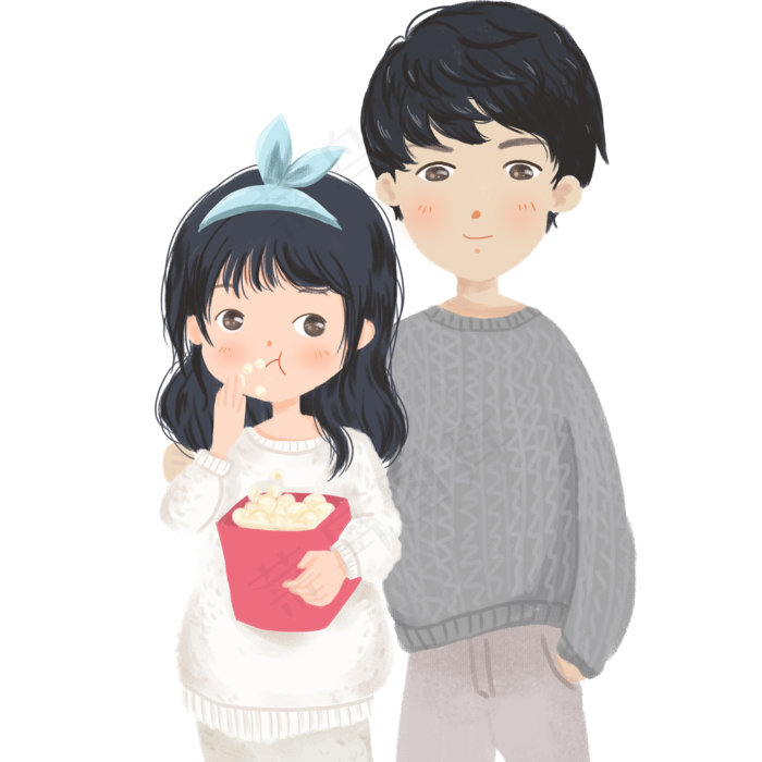 一对可爱的情侣免抠图