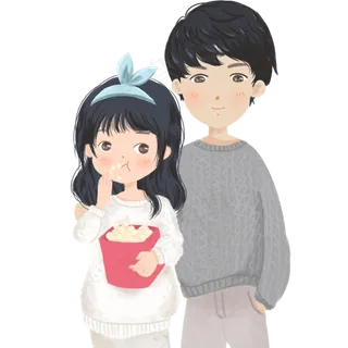 一对可爱的情侣免抠图