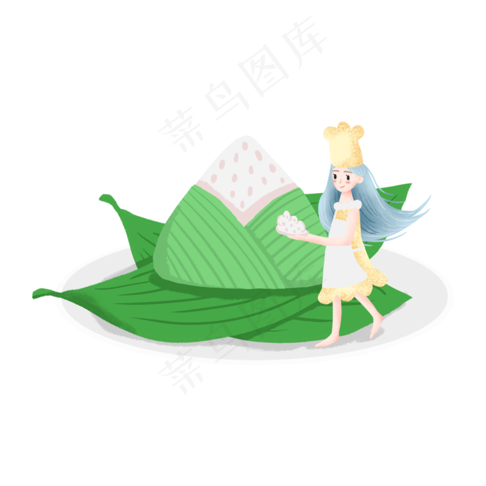 端午节包粽子的女孩