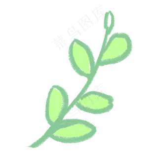 柠檬绿卡通简笔画叶子