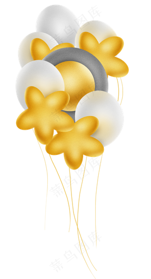花朵气球和白色气球,免抠元素