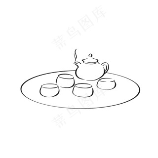 中国风茶壶茶具简约免扣,免抠元素