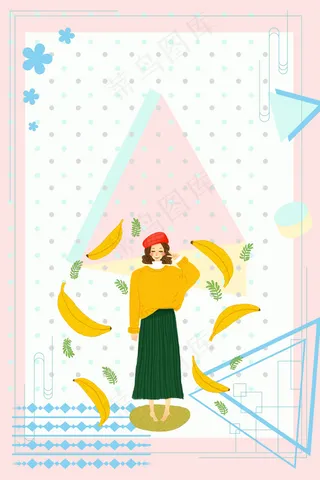 波点水果女孩图片