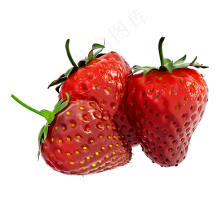 草莓鲜草莓高清草莓绿叶草莓,免抠元素
