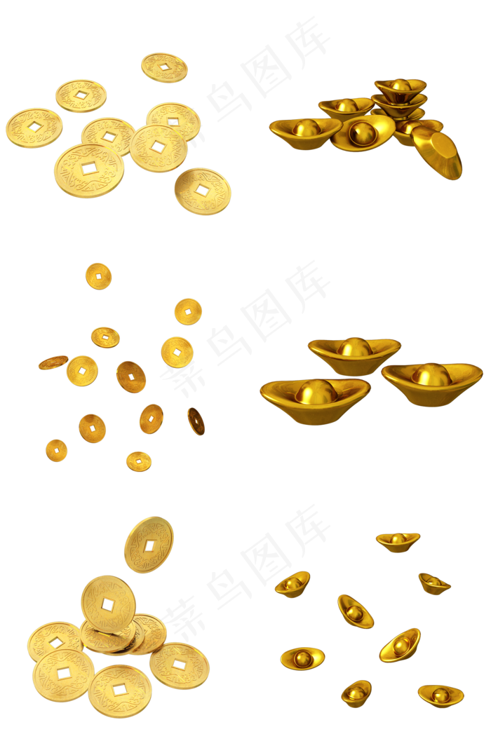 C4D中国风金币元宝合集,免抠元素(2000*3020px 300 dpi )psd模版下载