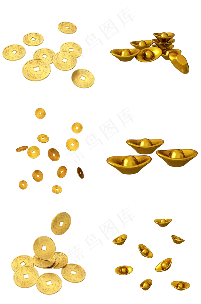 C4D中国风金币元宝合集,免抠元素(2000*3020px 300 dpi )psd模版下载