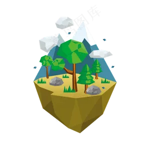 lowpoly绿色森林矢量图片,免抠元素