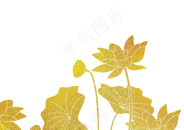 中国风传统烫金鲜花花纹装饰,免抠元素