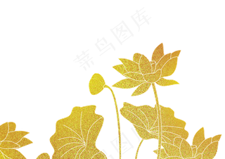 中国风传统烫金鲜花花纹装饰,免抠元素