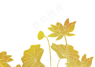 中国风传统烫金鲜花花纹装饰,免抠元素