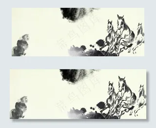 水墨画线描中国风平面广告