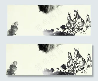 水墨画线描中国风平面广告 水墨画线描中国风平面广告