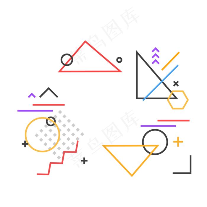 线条图案孟菲斯创意设计(800X800)eps,ai矢量模版下载