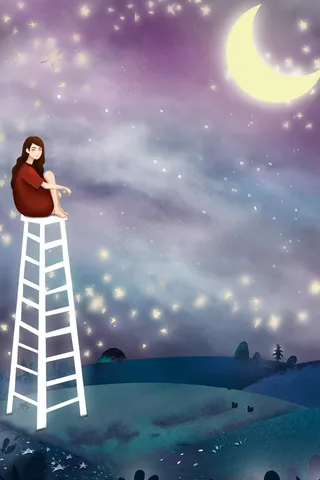 夏夜仰望星空创意合成图