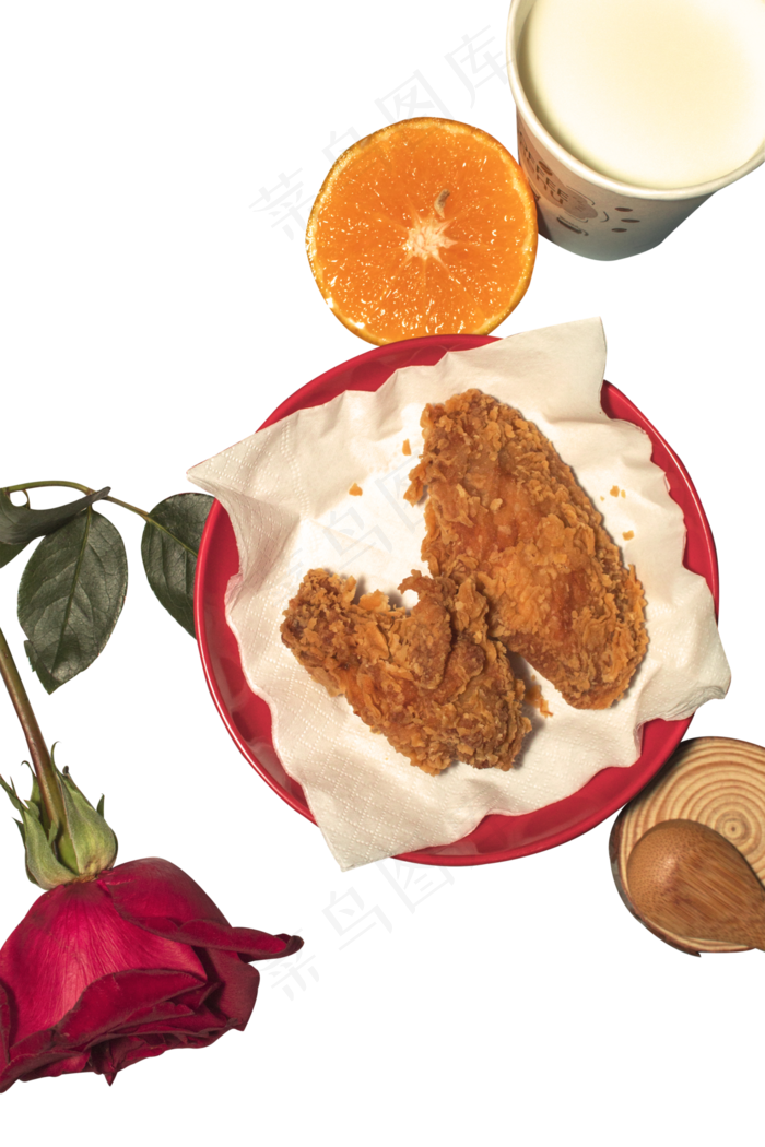 玫瑰花炸鸡橙子实物(3000X4500(DPI:300))psd模版下载