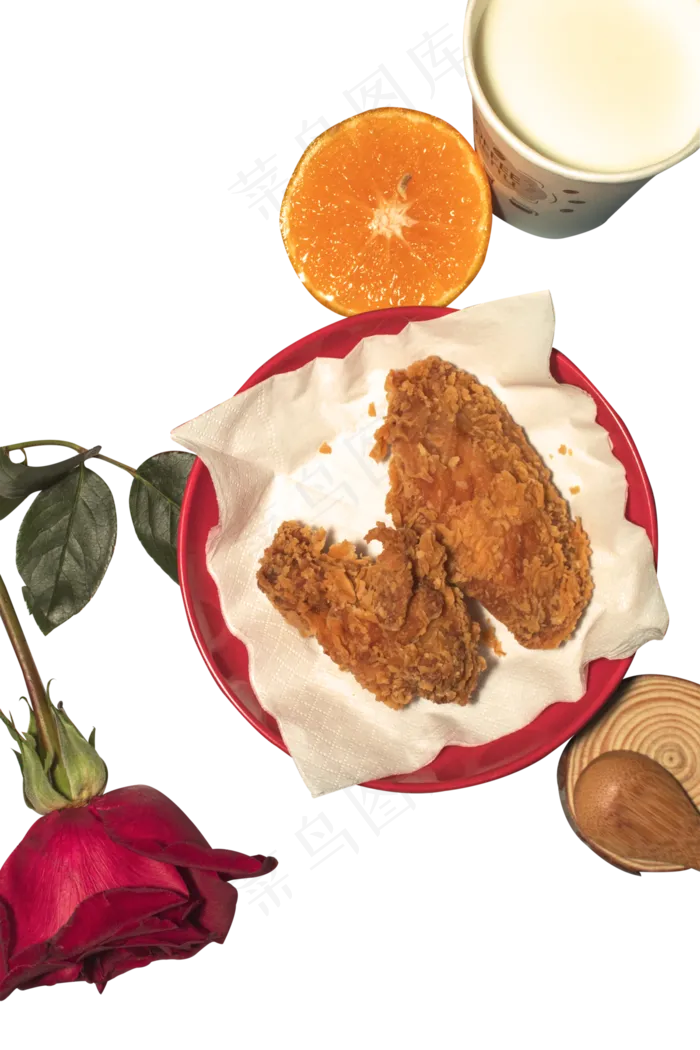 玫瑰花炸鸡橙子实物(3000X4500(DPI:300))psd模版下载