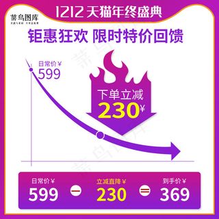 双十二年终盛典紫色渐变价格曲线电商主图