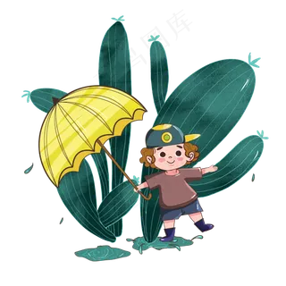 春季雨水人物植物组合插图 春季雨水人物植物组合插图