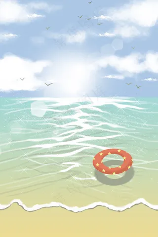 夏天 蓝色系 沙滩 海边 阳光 游泳