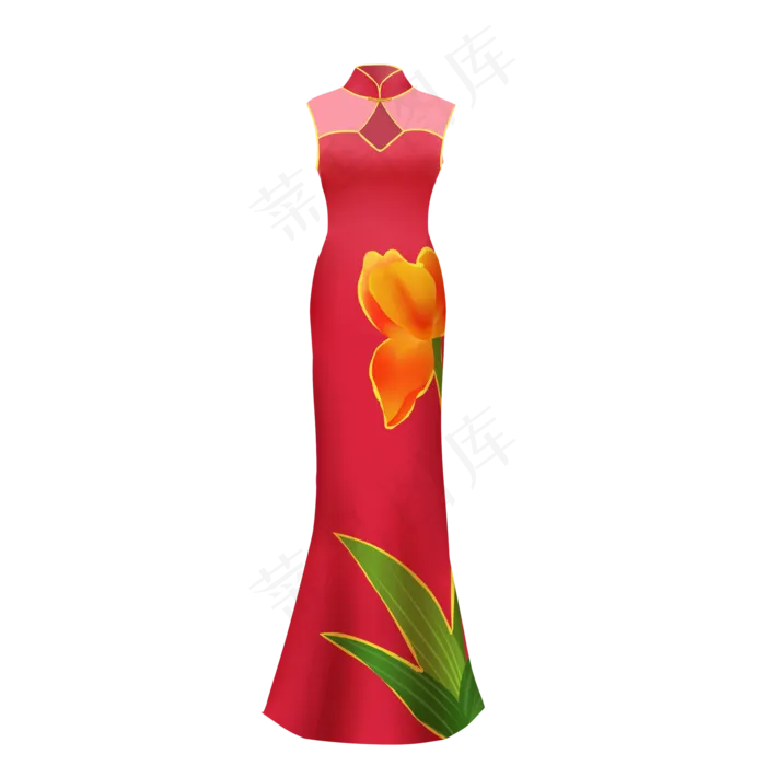 红色旗袍长裙(2000X2000(DPI:300))psd模版下载