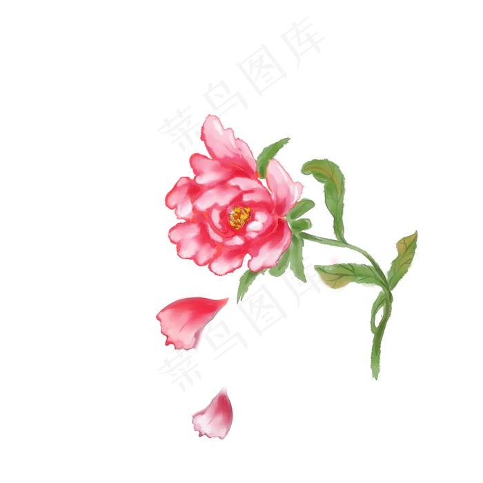 元素手绘牡丹花叶子植物可商用元(2000X2000(DPI:300))psd模版下载