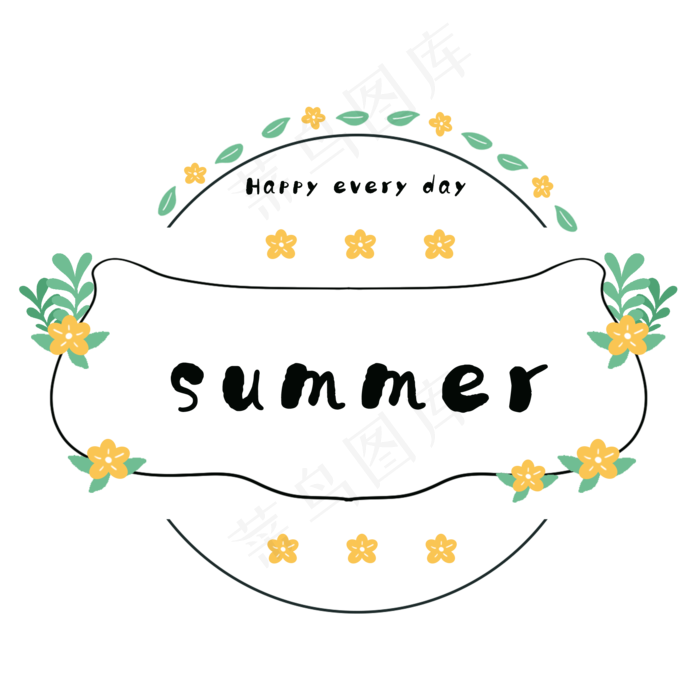 夏季植物小清新边框(2000X2000(DPI:300))psd模版下载