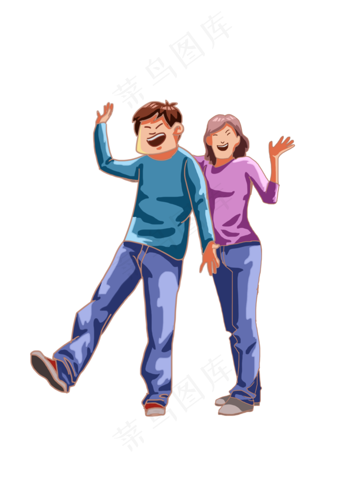 五四青年节一对青年人免扣元素