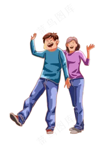 五四青年节一对青年人免扣元素