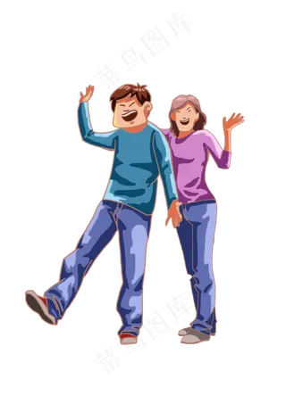 五四青年节一对青年人免扣元素