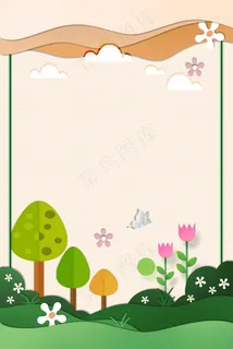 春天折纸风植物花卉边框 春天折纸风植物花卉边框