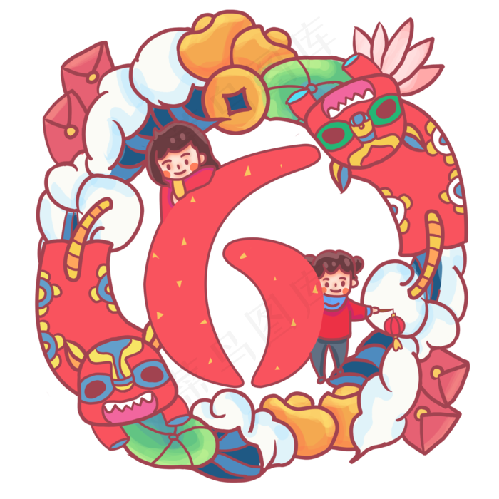 虎头帽虎头新春数字(2000X2000(DPI:300))psd模版下载