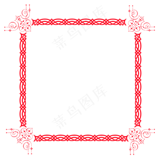 红色花纹花边边框装饰,免抠元素
