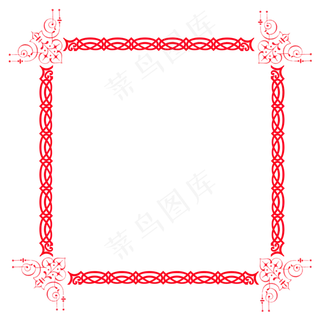 红色花纹花边边框装饰,免抠元素