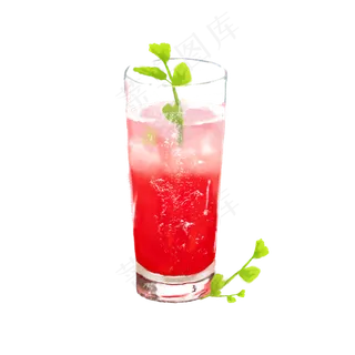 免抠西瓜汁饮品分层