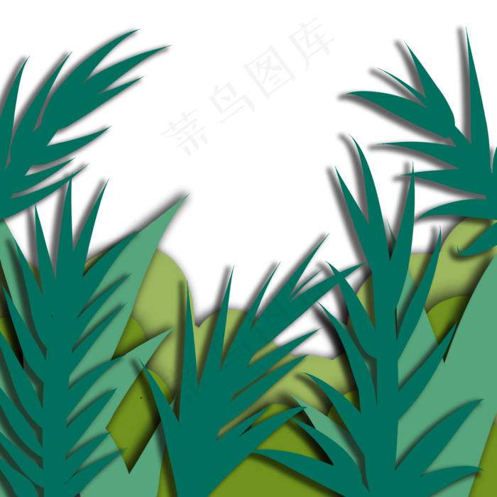 立体纸艺效果植物免扣素材