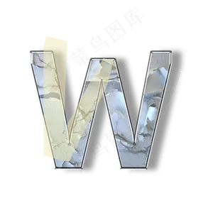 破旧裂纹墙壁PSD字母W