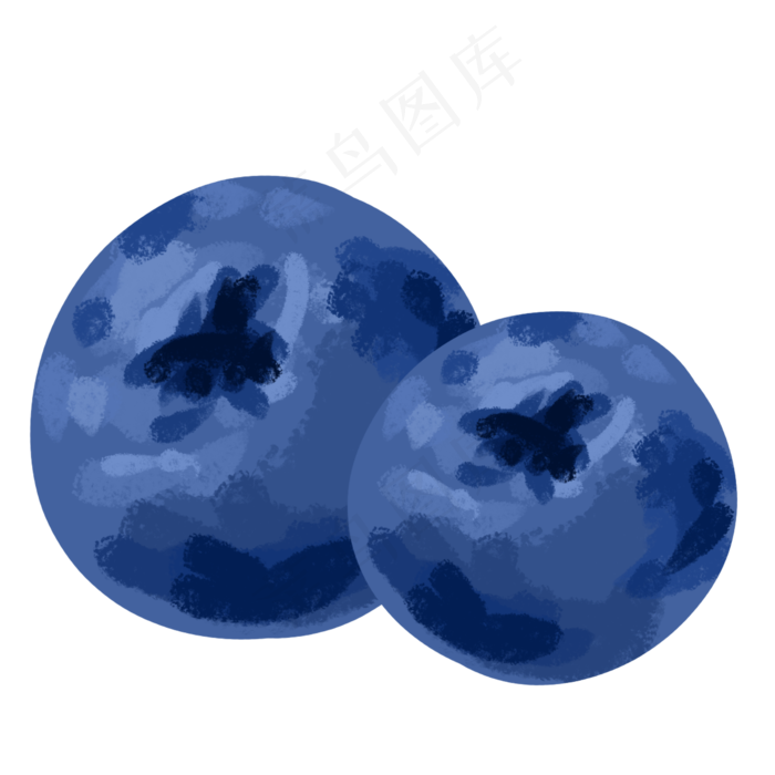 油画风格蓝莓水果两个(2000X2000(DPI:300))psd模版下载