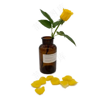 黄玫瑰和茶色玻璃瓶花瓶