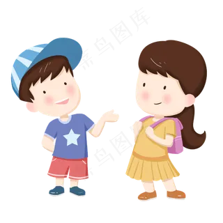 儿童节男孩女孩背着书包