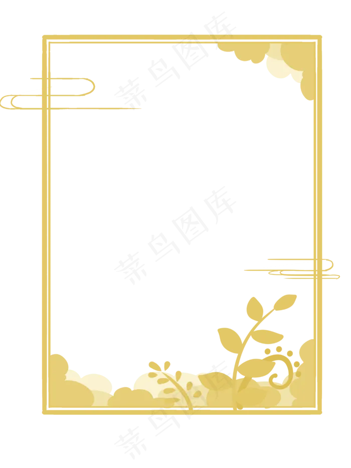 元宵节金色手绘边框,免抠元素