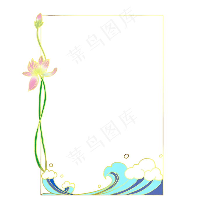 海浪荷花边框(2000X2000(DPI:300))psd模版下载
