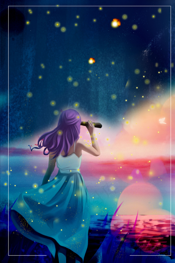 唯美仲夏夜之梦夜景海报